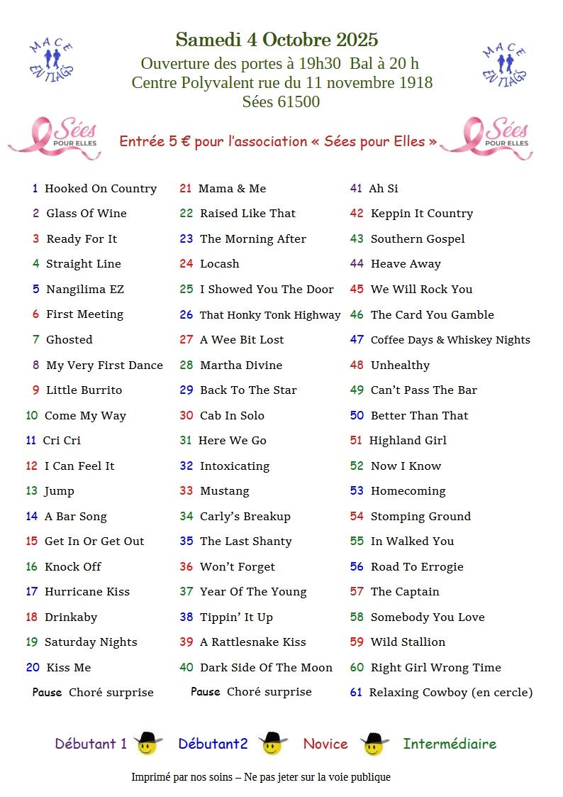 Playliste bal mace 4 octobre 2025